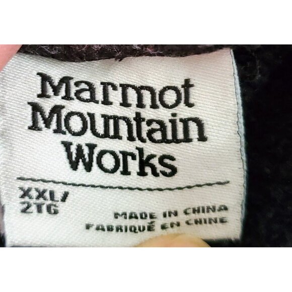 Marmot Mountain Works Hoodie Men’s XXL | Navy Retro Logo Sweatshirt | Recycled - Picture 2 of 6
